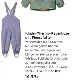 Tchibo Eduscho Kinder-Thermo-Regenhose mit Fleecefutter Angebot