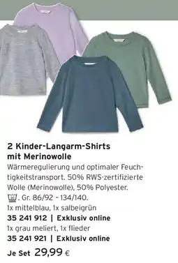 Tchibo Eduscho 2 Kinder-Langarm-Shirts mit Merinowolle Angebot