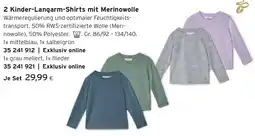 Tchibo Eduscho 2 Kinder-Langarm-Shirts mit Merinowolle Angebot
