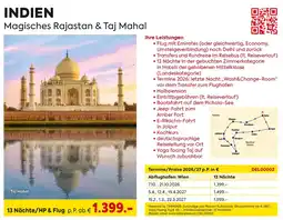 Billa Reisen INDIEN Magisches Rajastan & Taj Mahal Angebot