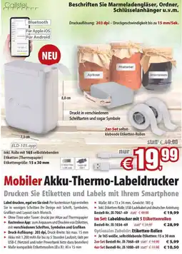 Pearl Mobiler Akku-Thermo-Labeldrucker Angebot