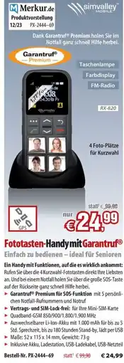 Pearl Fototasten-Handy mit Garantruf Angebot