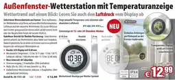 Pearl Außenfenster-Wetterstation mit Temperaturanzeige Angebot