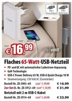 Pearl Flaches 65-Watt-USB-Netzteil reVolt Angebot