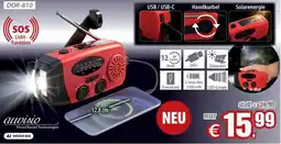 Pearl Kurbel-Notfallradio mit Taschenlampe, Solarpanel & 2.000 mAh Angebot
