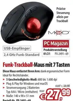 Pearl Funk-Trackball-Maus mit 7 Tasten MOD Angebot