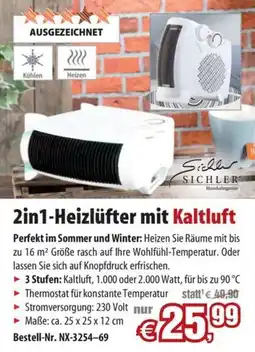 Pearl 2in1-Heizlüfter mit Kaltluft Sichler Angebot