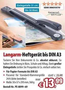 Pearl Langarm-Heftgerät bis DIN A3 Angebot