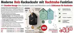 Pearl Moderne Holz-Kuckucksuhr mit Nachtruhe-Funktion Angebot