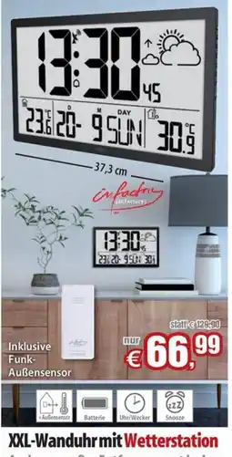 Pearl XXL-Wanduhr mit Wetterstation Angebot