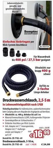 Pearl Druckwasserschlauch, 2,5-5 m Angebot
