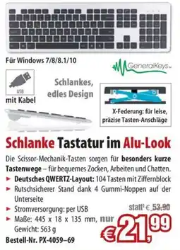 Pearl Schlanke Tastatur im Alu-Look Angebot