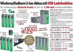 Pearl Wiederaufladbare Li-Ion-Akkus mit USB-Ladefunktion Angebot