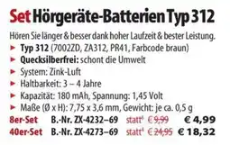 Pearl Set Hörgeräte-Batterien Typ 312 Angebot