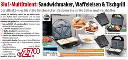 Pearl 3in1-Multitalent: Sandwichmaker, Waffeleisen & Tischgrill Angebot