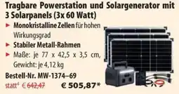 Pearl Tragbare Powerstation und Solargenerator mit 3 Solarpanels (3x 60 Watt) Angebot