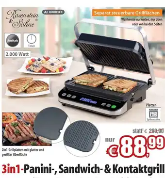 3in1-Panini-, Sandwich- & Kontaktgrill