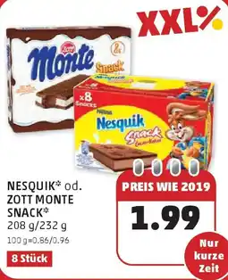 PENNY Nesquik od. Zott Monte Snack Angebot