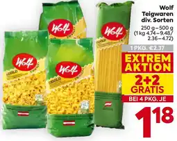Billa Wolf Teigwaren Angebot