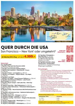 Billa Reisen QUER DURCH DIE USA San Francisco New York Angebot