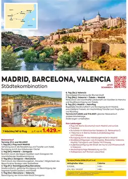 Billa Reisen MADRID, BARCELONA, VALENCIA Städtekombination Angebot