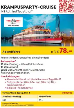 Billa Reisen Krampusparty-Cruise MS Admiral Tegetthoff Angebot