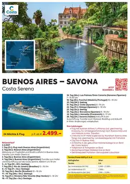 Billa Reisen BUENOS AIRES SAVONA Costa Serena Angebot