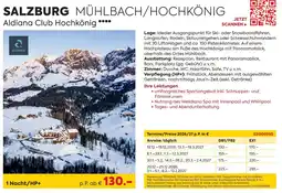 Billa Reisen SALZBURG MÜHLBACH/HOCHKÖNIG Aldiana Club Angebot