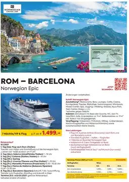 Billa Reisen ROM BARCELONA Norwegian Epic Angebot