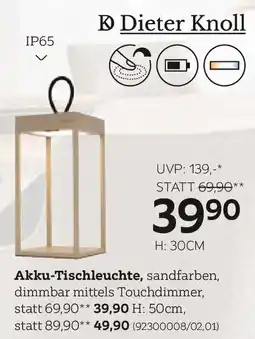 XXXLutz Dieter Knoll Akku-Tischleuchte Angebot