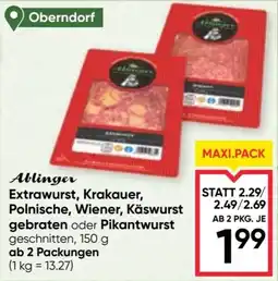 Maximarkt Ablinger Extrawurst, Krakauer, Polnische, Wiener, Käswurst Angebot