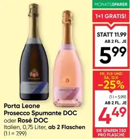 Maximarkt Porta Leone Prosecco Spumante DOC oder Rosé DOC Angebot