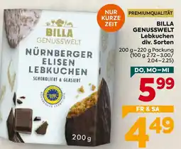 Billa Billa Genusswelt Nürnberger Elisen Lebkuchen Angebot