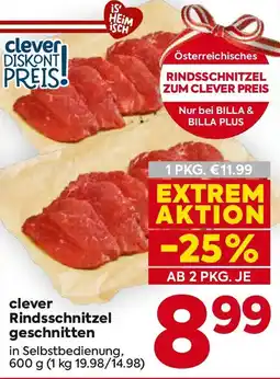 Billa clever Rindsschnitzel geschnitten Angebot