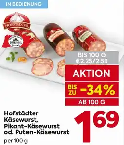 Billa Hofstädter Käsewurst, Pikant-Käsewurst od. Puten-Käsewurst Angebot