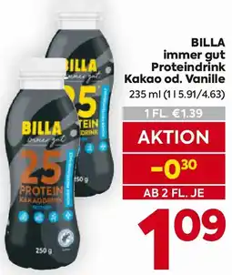 Billa BILLA immer gut Proteindrink Kakao od. Vanille Angebot