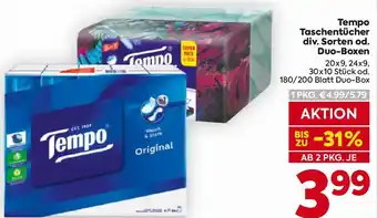Billa Tempo Taschentücher Angebot