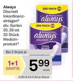 Bipa Always Discreet Inkontinenz-einlagen Angebot