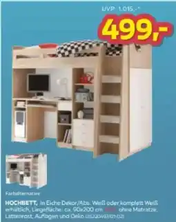 Möbelix HOCHBETT, in Eiche Dekor/Abs. Weiß oder komplett Weiß Angebot