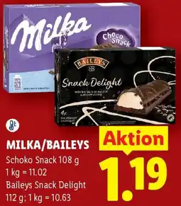 Lidl Milka/Baileys Schoko Snack Angebot
