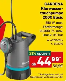Lagerhaus GARDENA Klarwassertauchpumpe 2000 Basic Angebot