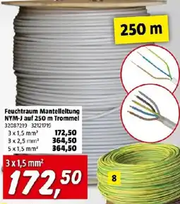Bauhaus Feuchtraum Mantelleitung NYM-J auf 250 m Trommel Angebot