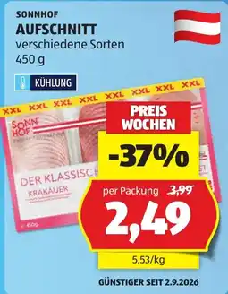 Hofer Sonnhof Aufschnitt Angebot