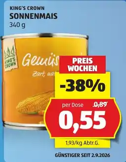 Hofer King's Crown Sonnenmais Angebot