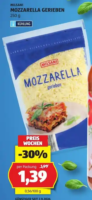 Hofer Milsani Mozzarella gerieben Angebot