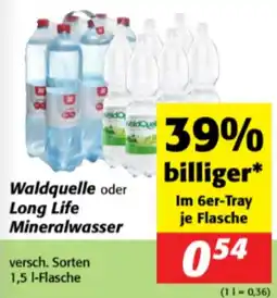 Nah&Frisch Waldquelle oder Long Life Mineralwasser Angebot