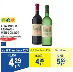 Metro Lenz Moser Landwein Weiss od. Rot Angebot