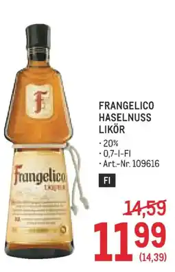 Metro Frangelico Haselnuss Likör Angebot