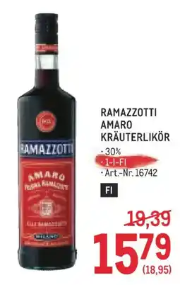 Metro Ramazzotti Amaro Kräuterlikör Angebot