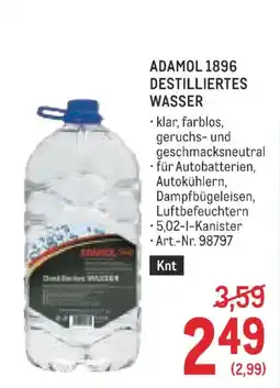Metro Adamol 1896 Destilliertes Wasser Angebot